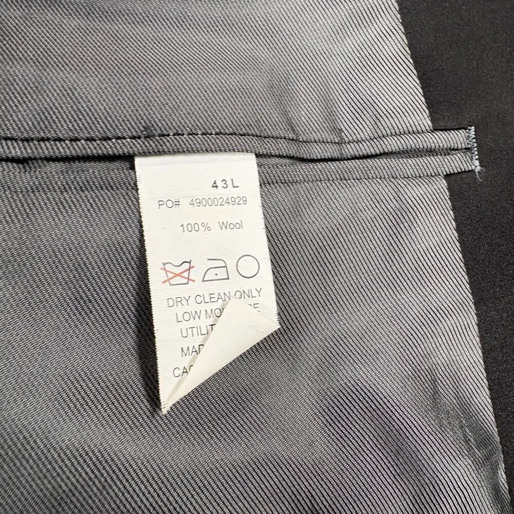 Calvin Klein Mens Tuxedo 43L Black 100% Wool Jacket Pants Two Piece Formal As-Is